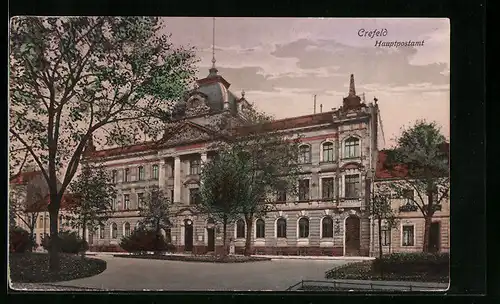 AK Krefeld, Blick zum Hauptpostamt