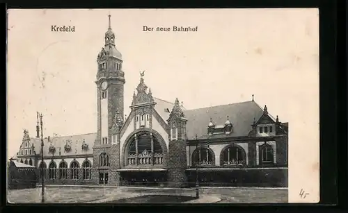 AK Krefeld, Blick auf den neuen Bahnhof