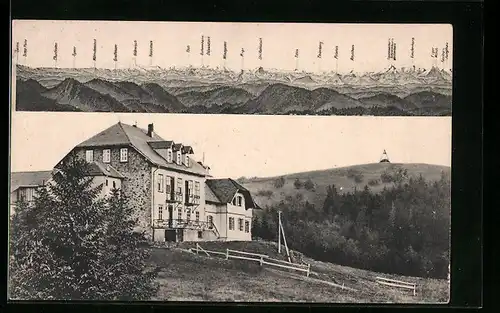 AK Kandel / bad. Schwarzwald, Hotel-Ratshaus Kandel, Gebirgskette