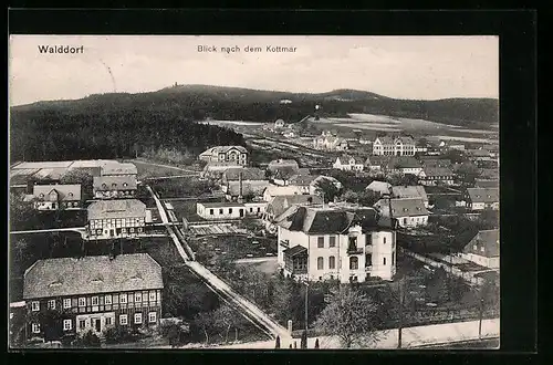 AK Walddorf, Ortsansicht mit Blick zum Kottmar