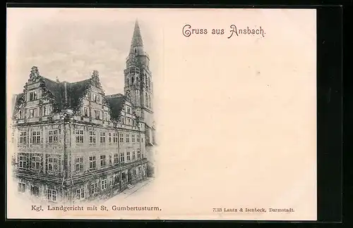 AK Ansbach, Königliches Landgericht mit St. Gumbertusturm