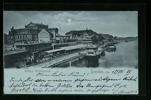Mondschein-AK Dresden, Helbig`s Gasthaus
