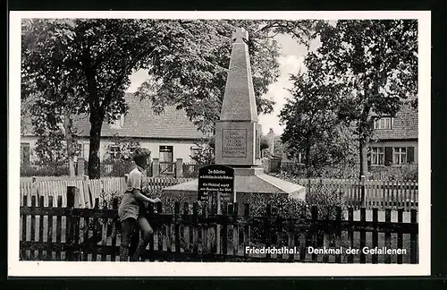 AK Friedrichsthal, Denkmal der Gefallenen