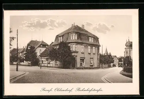 AK Preuss. Oldendorf, Häuser an der Bahnhofstrasse