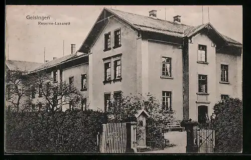 AK Geisingen, Ansicht vom Reserve-Lazarett
