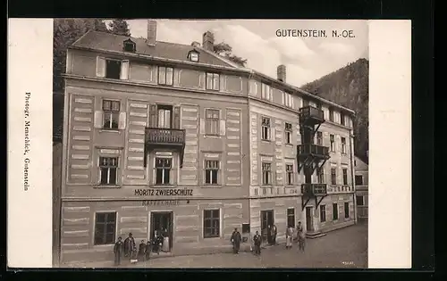 AK Gutenstein, Kaffeehaus Moritz Zwierschütz, Hotel zum Löwen