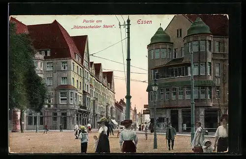 AK Essen, Strasse am Rüttenscheider Stern