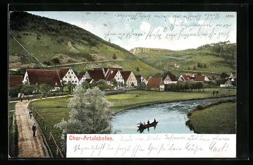 AK Ober-Artelshofen, Uferpartie mit Strasse