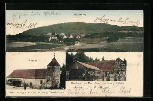 AK Röthenbach / Pegnitz, Gasthaus zum Moritzberg, Blick auf die Kapelle