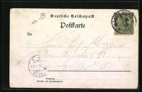 Lithographie Magdeburg, Breiteweg aus der Vogelschau, Denkmäler Bismarck und Kaiser Wilhelm