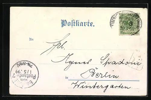 Künstler-AK Hanau, Kaserne, Stadt-Theater, Frankfurter Tor