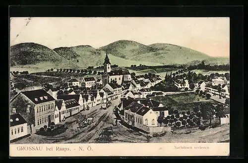 AK Grossau bei Raabs, Ortsansicht aus der Vogelschau