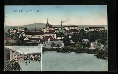 AK Gr. Siegharts, Teilansicht, Strandbad