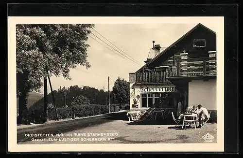 AK Dreistetten, Gasthof Zum Lustigen Scherrerwirt, Ruine Starhemberg