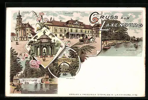 Lithographie Laxenburg, Hotel Bauer Hof, Grünes Lusthaus