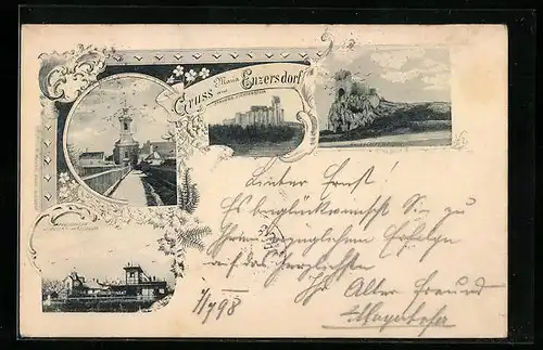 AK Maria Enzersdorf, Restaurant-Meierei Wälischhof, Schloss Lichtenstein, Strassenpartie, Ortspartie