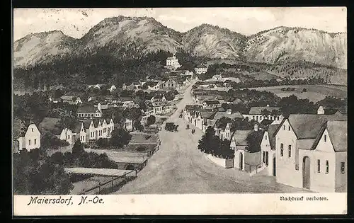 Künstler-AK Maiersdorf, Gesamtansicht mit Hauptstrasse