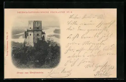 AK Greifenstein, Ortspartie mit Turm