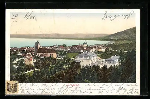 AK Bregenz, Totalansicht mit Blick auf den Bodensee