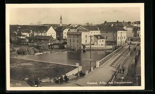 AK Gmünd, Teilansicht mit Leinsitzbürcke und Kunstmühle E. Bodenstorfer