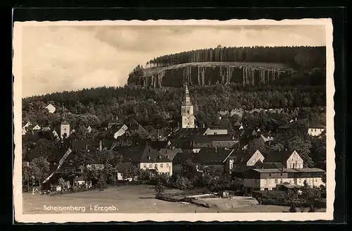 AK Scheibenberg i. Erzgeb., Teilansicht mit Kirche