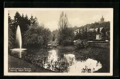 AK Königstein i. Taunus, Herzog-Adolf-Anlage mit Springbrunnen