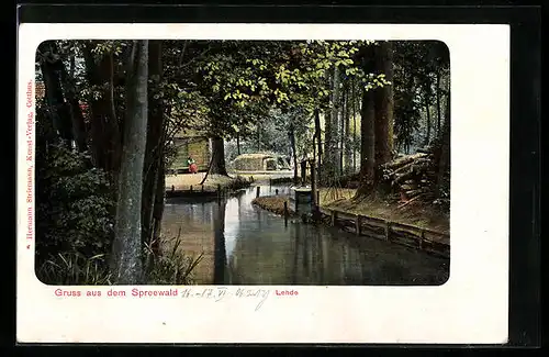 AK Lehde, Motiv aus der Ortschaft im Spreewald