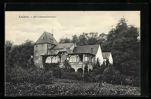 AK Aachen, Gasthaus Alt Linzenshäuschen, Eckfassade mit Landschaft