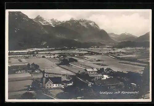 AK Wallgau, Gesamtansicht mit Karwendel