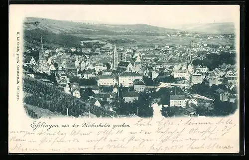 AK Esslingen, Ortsansicht von der Neckarhalde