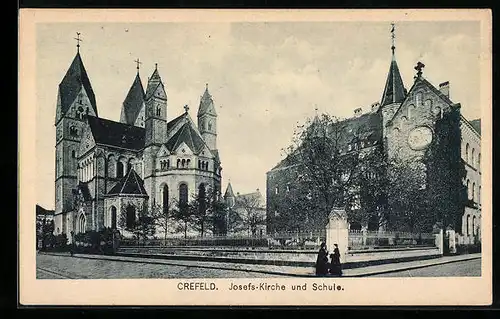 AK Crefeld, Josefs-Kirche und Schule