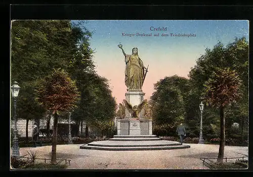 AK Crefeld, Kriegerdenkmal auf dem Friedrichsplatz