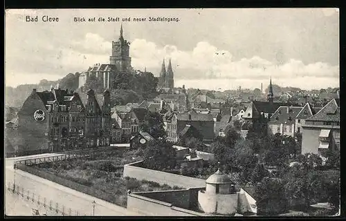 AK Bad Cleve, Blick auf die Stadt und neuer Stadteingang
