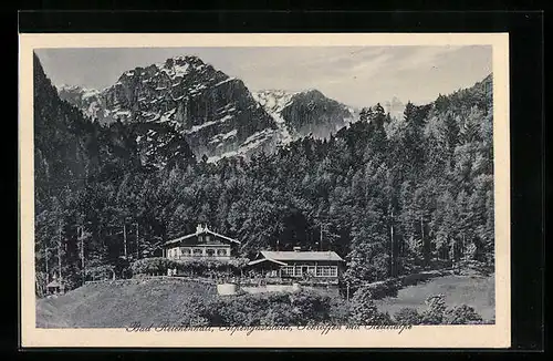AK Bad Reichenhall, Blick auf die Alpengaststätte, Schroffen mit Reiteralpe im Hintergrund