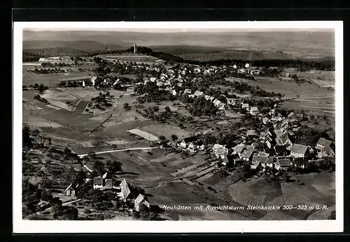 AK Neuhütten, Ortsansicht mit Aussichtsturm Steinknickle