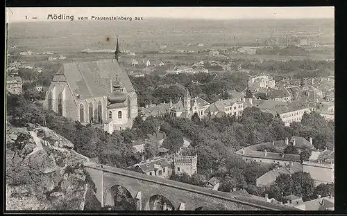 AK Mödling, Ortsansicht vom Frauensteinberg aus