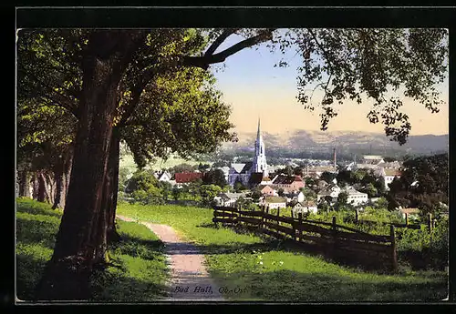 AK Bad Hall, Blick vom Waldweg auf die Stadt