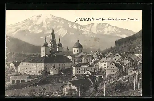 AK Mariazell, Teilansicht mit Gemeindealpe und Ötscher