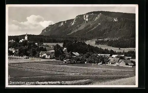 AK Dreistetten, Ortsansicht gegen die Hohe Wand