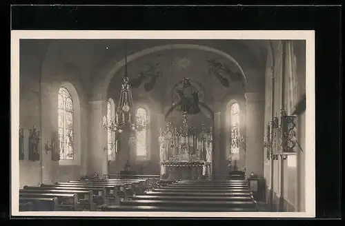 AK Frohsdorf, Innenansicht der Institutskirche Pensionat Sta. Christiana