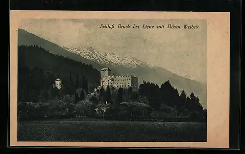 AK Lienz, Blick auf Schloss Bruck mit Bösen Weibele