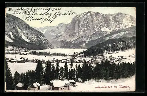 AK Alt-Aussee, Ortsansicht im Winter