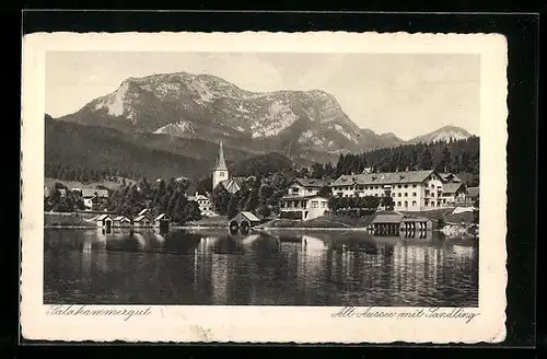 AK Alt-Aussee, Ortsansicht mit Landling vom Wasser aus