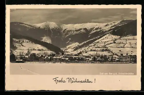 AK Zell am See, Blick auf den verschneiten Ort