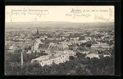 AK Baden, Panorama vom Calvarienberg aus