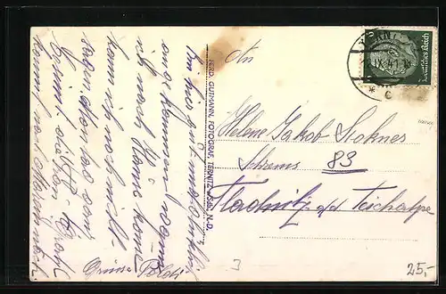 AK Ternitz /Südb., Brücke mit Bergpanorama und Häusern