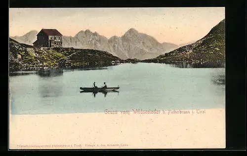 AK Fieberbrunn, Wildseeloder, Ruderboot auf dem See