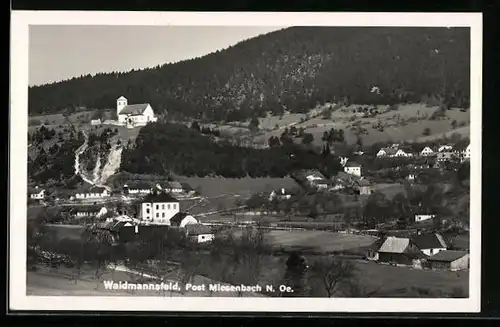 AK Miesenbach, Waidmannsfeld, Ortsansicht mit Kirche