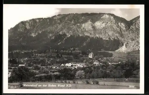 AK Maiersdorf, Totalansicht mit Bergmassiv