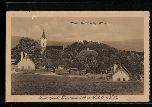 AK Dreistätten, Teilansicht mit Ruine Starhemberg
